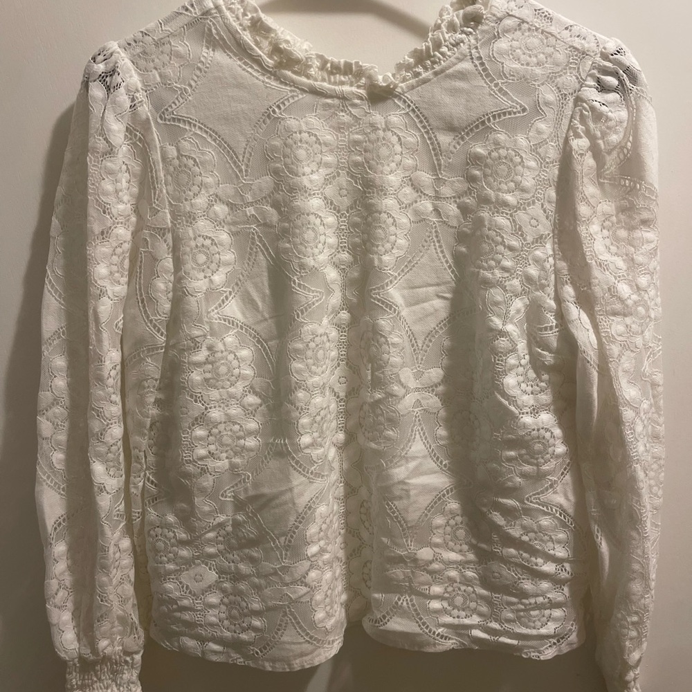 White floral print blouse